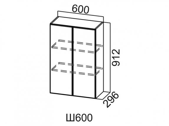Шкаф навесной 600 Ш600 Вектор 600х912х296