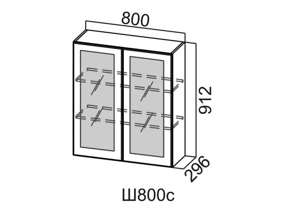 Шкаф навесной 800 со стеклом Ш800с Вектор 800х912х296